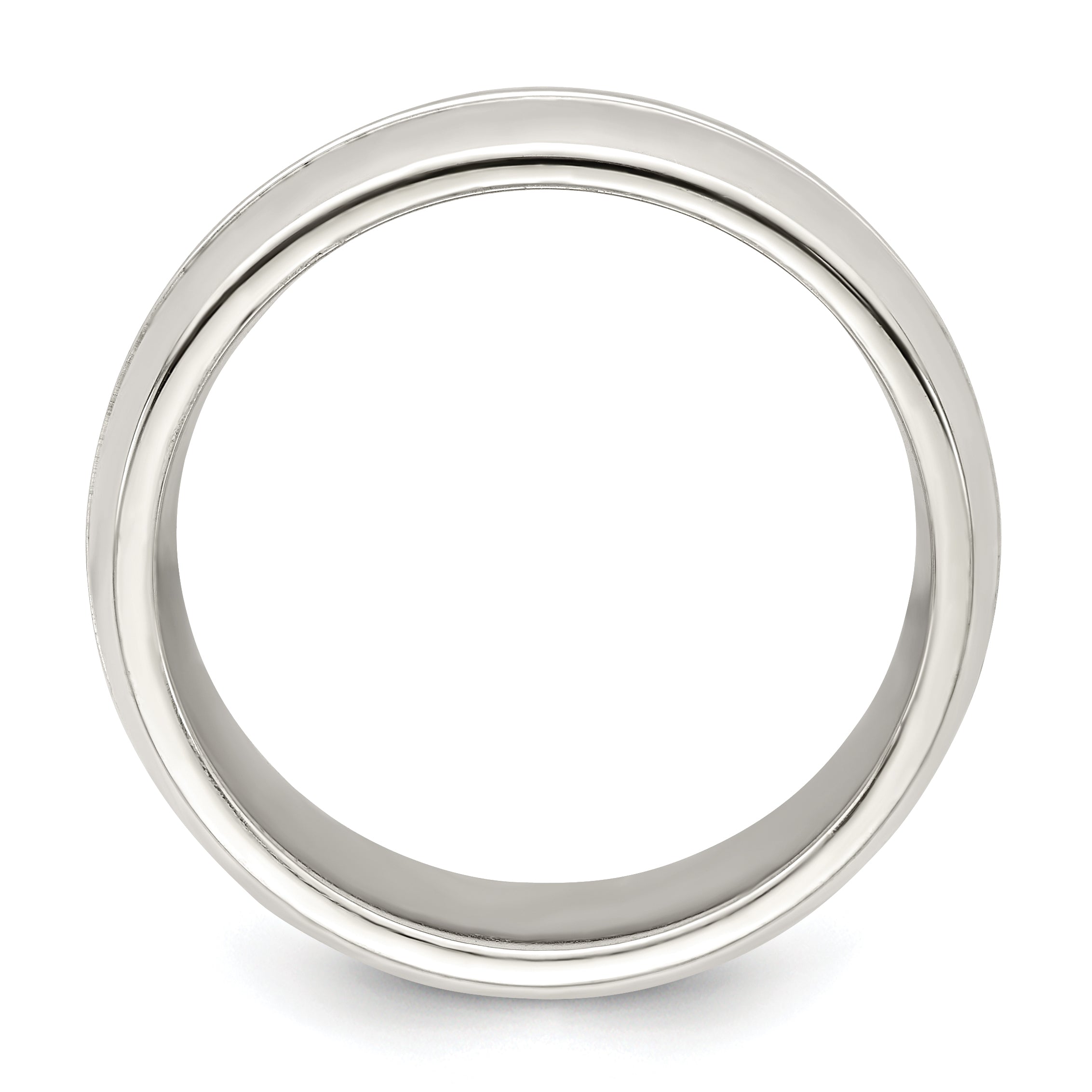 Sterling Silver 7mm Polished Domed Grooved Fancy Band