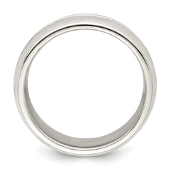 Sterling Silver 7mm Polished Domed Grooved Fancy Band Size 13.5