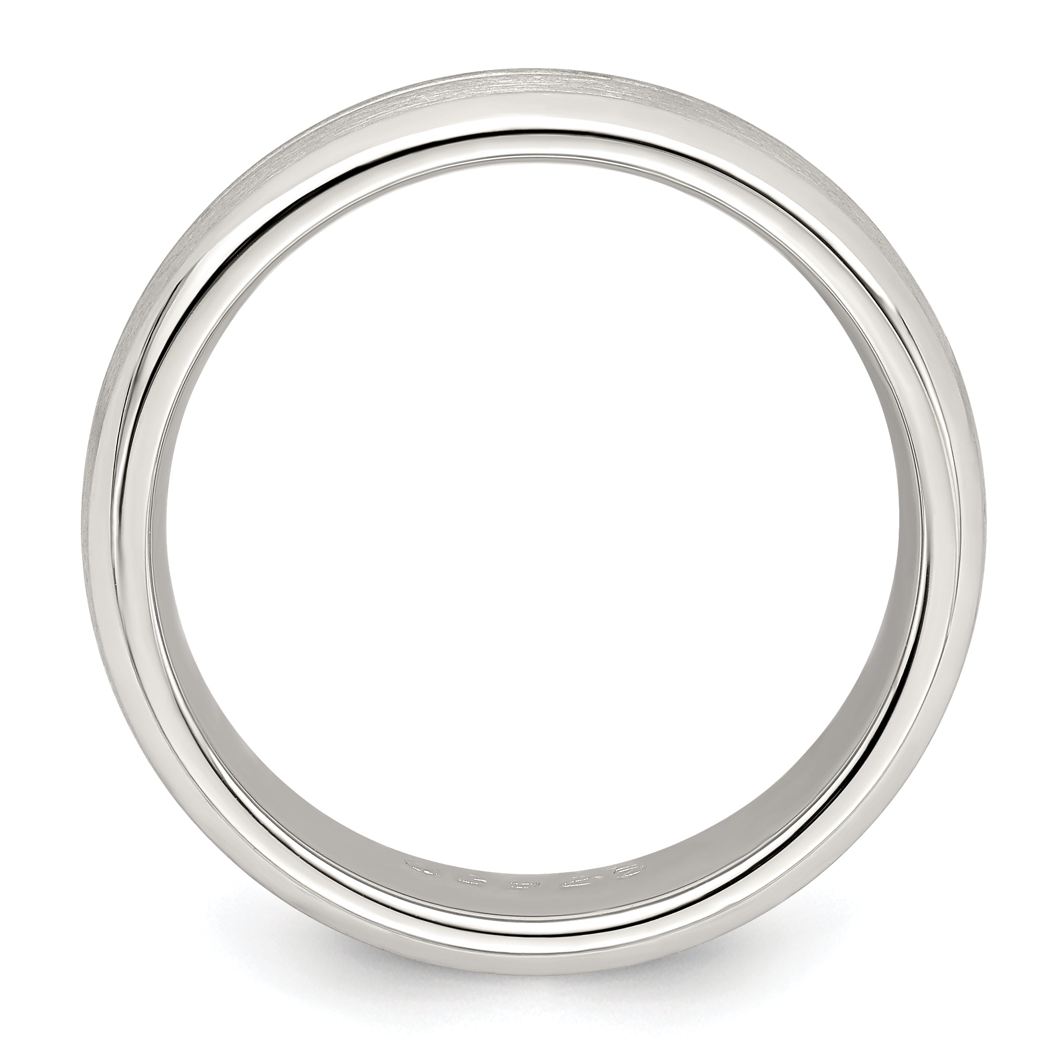 Sterling Silver 7mm Brushed Domed Grooved Fancy Band Size 13.5
