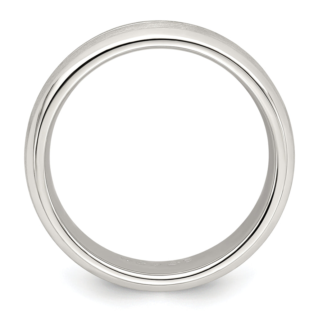 Sterling Silver 7mm Brushed Domed Grooved Fancy Band Size 13.5