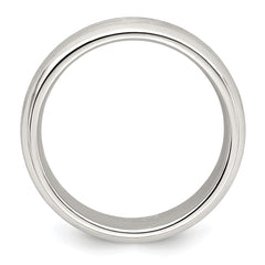 Sterling Silver 7mm Brushed Domed Grooved Fancy Band Size 13.5