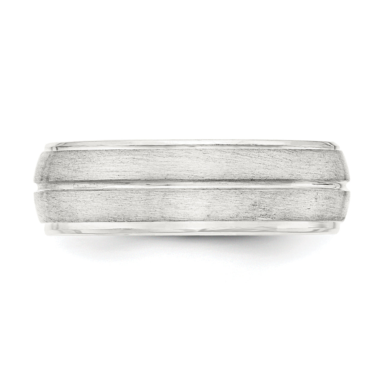 Sterling Silver 7mm Brushed Domed Grooved Fancy Band Size 13.5