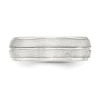 Sterling Silver 7mm Brushed Domed Grooved Fancy Band Size 13.5
