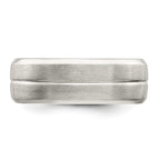 Sterling Silver 7mm Brushed Domed Grooved Fancy Band Size 13.5