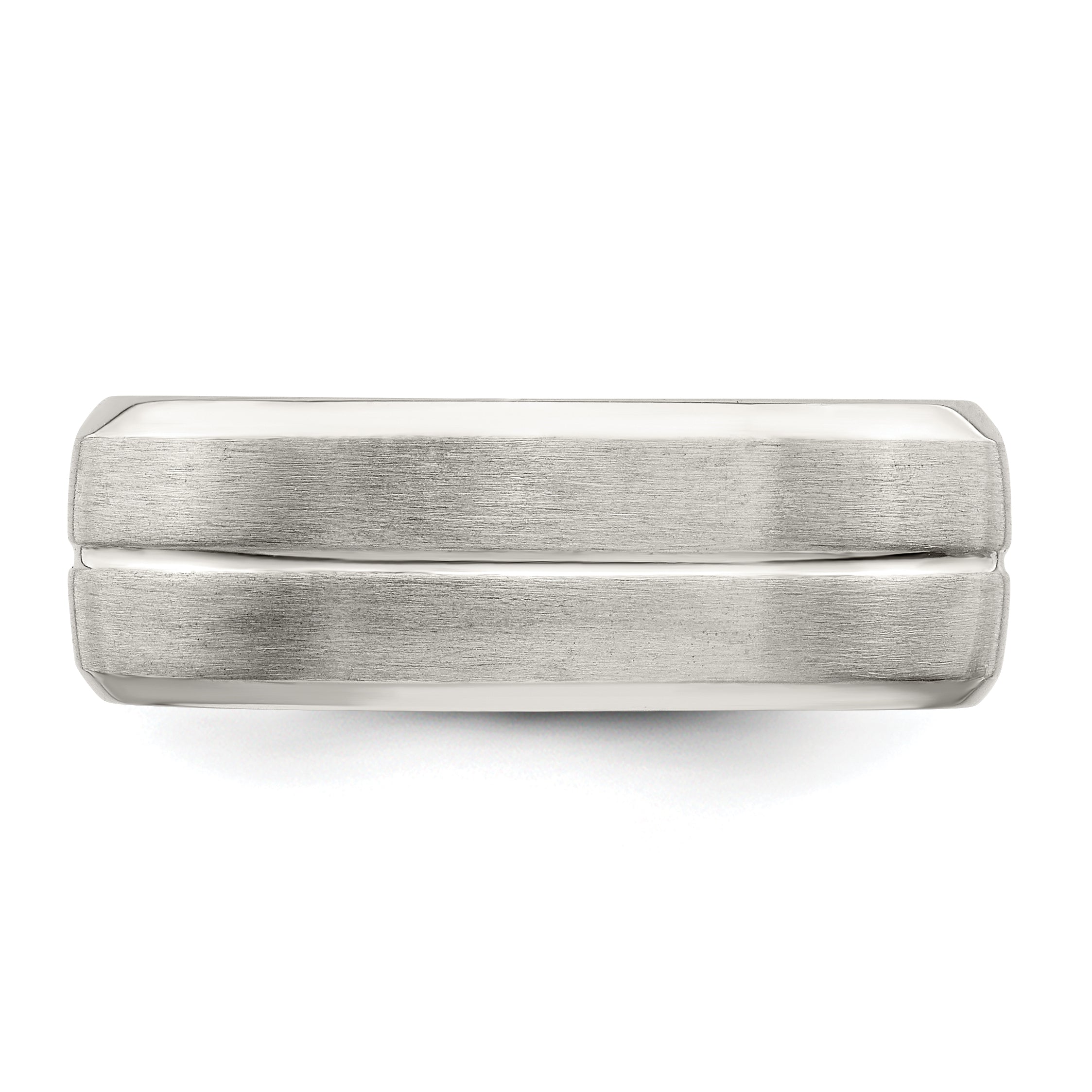 Sterling Silver 7mm Brushed Domed Grooved Fancy Band Size 13.5