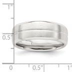 Sterling Silver 7mm Brushed Domed Grooved Fancy Band Size 13.5