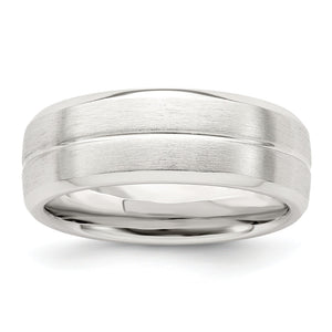 Sterling Silver 7mm Brushed Domed Grooved Fancy Band - Sophia Jewelers