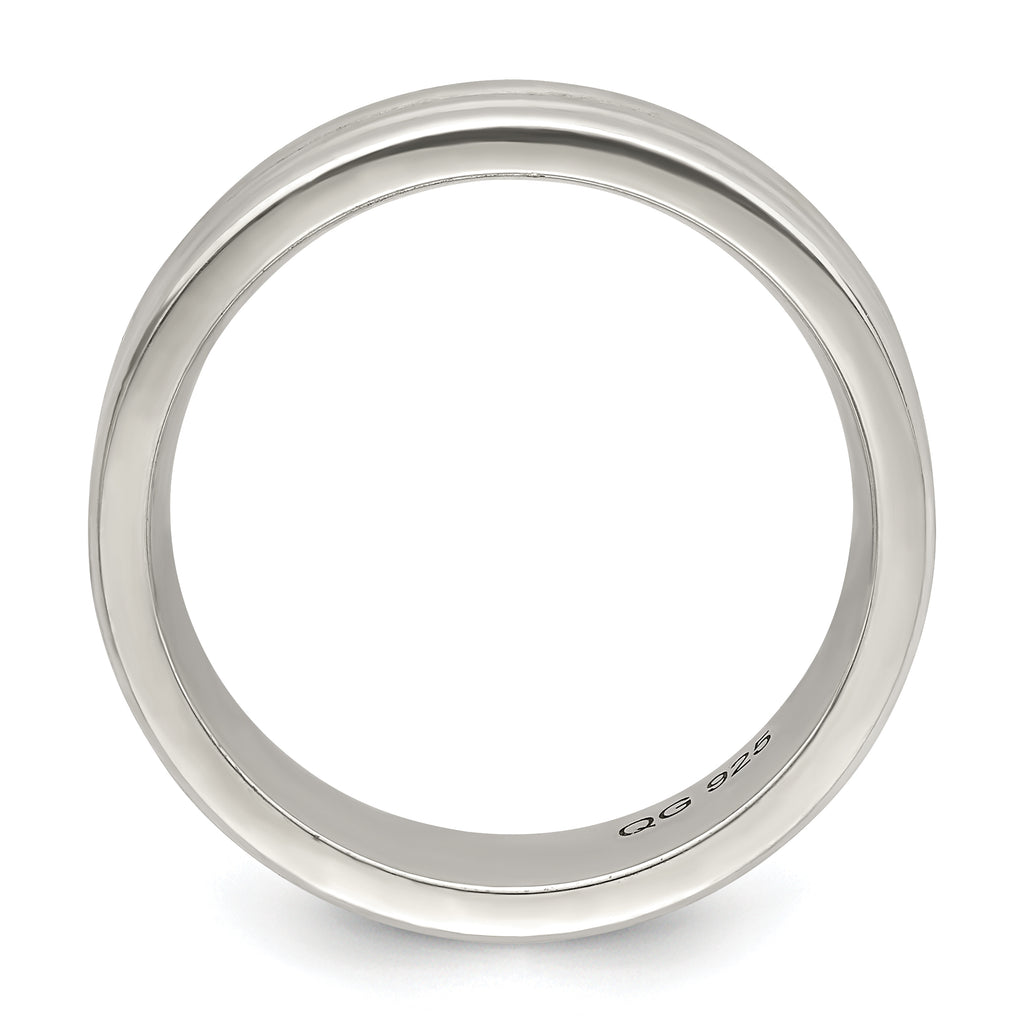 Sterling Silver 6mm Polished Flat Grooved Fancy Band