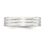 Sterling Silver 6mm Polished Flat Grooved Fancy Band