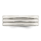 Sterling Silver 6mm Polished Flat Grooved Fancy Band