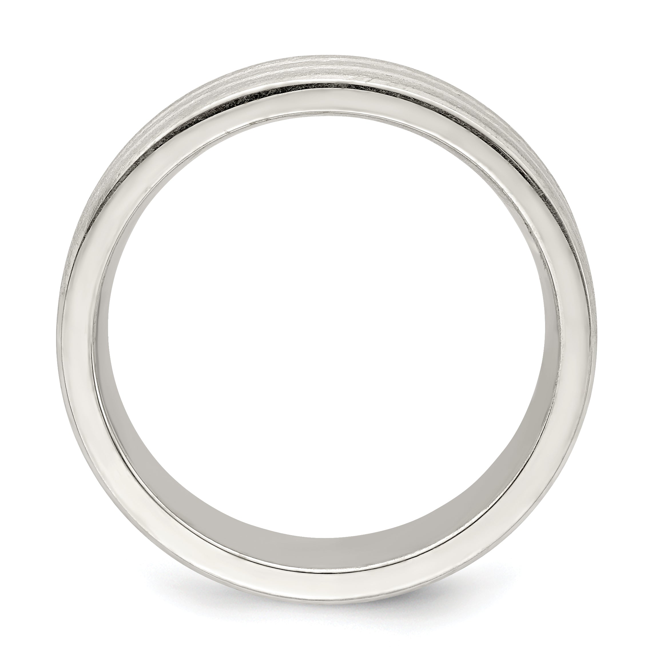 Sterling Silver 6mm Brushed Flat Grooved Fancy Band Size 13.5