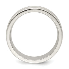 Sterling Silver 6mm Brushed Flat Grooved Fancy Band Size 13.5