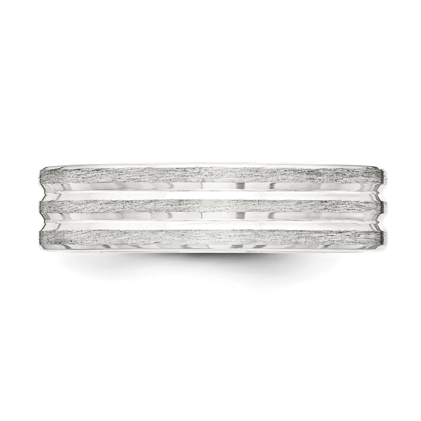 Sterling Silver 6mm Brushed Flat Grooved Fancy Band