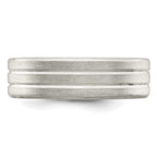 Sterling Silver 6mm Brushed Flat Grooved Fancy Band