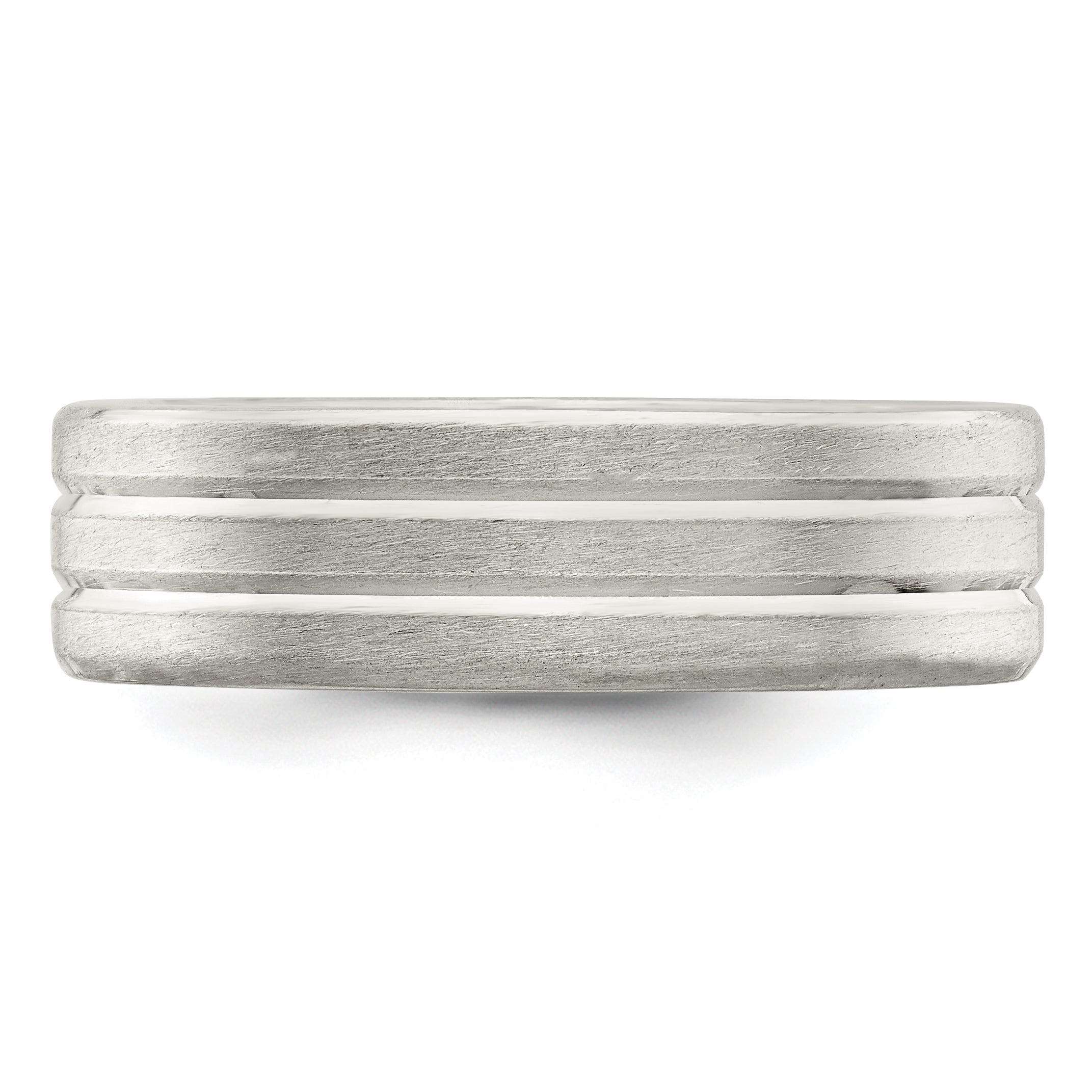 Sterling Silver 6mm Brushed Flat Grooved Fancy Band