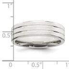 Sterling Silver 6mm Brushed Flat Grooved Fancy Band
