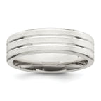 Sterling Silver 6mm Brushed Flat Grooved Fancy Band