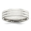 Sterling Silver 6mm Brushed Flat Grooved Fancy Band