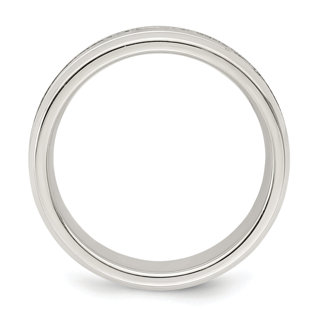 Sterling Silver 6mm Polished Flat Grooved Beveled Edge Fancy Band
