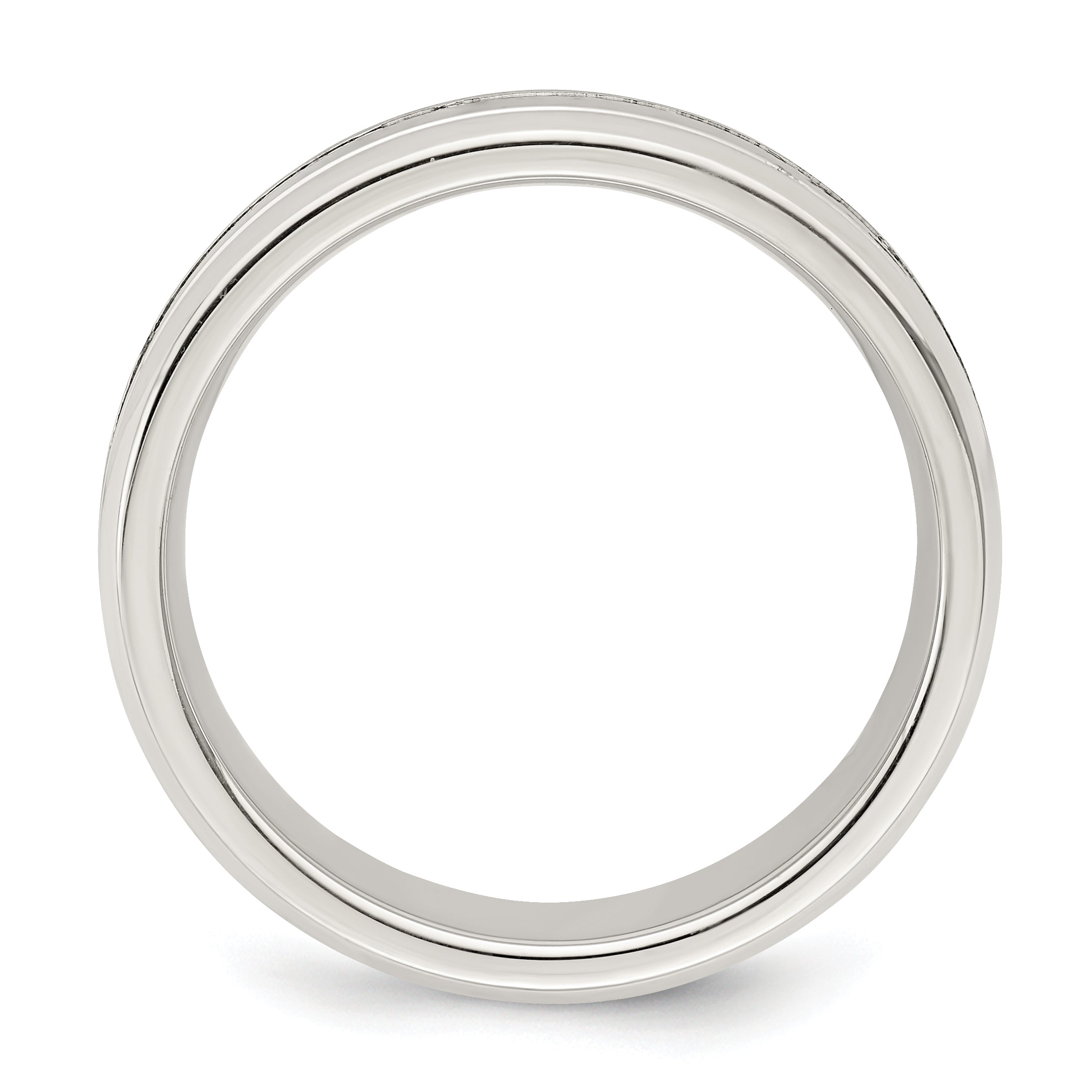 Sterling Silver 6mm Polished Flat Grooved Beveled Edge Fancy Band