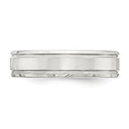 Sterling Silver 6mm Polished Flat Grooved Beveled Edge Fancy Band