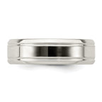 Sterling Silver 6mm Polished Flat Grooved Beveled Edge Fancy Band