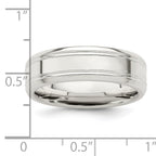 Sterling Silver 6mm Polished Flat Grooved Beveled Edge Fancy Band