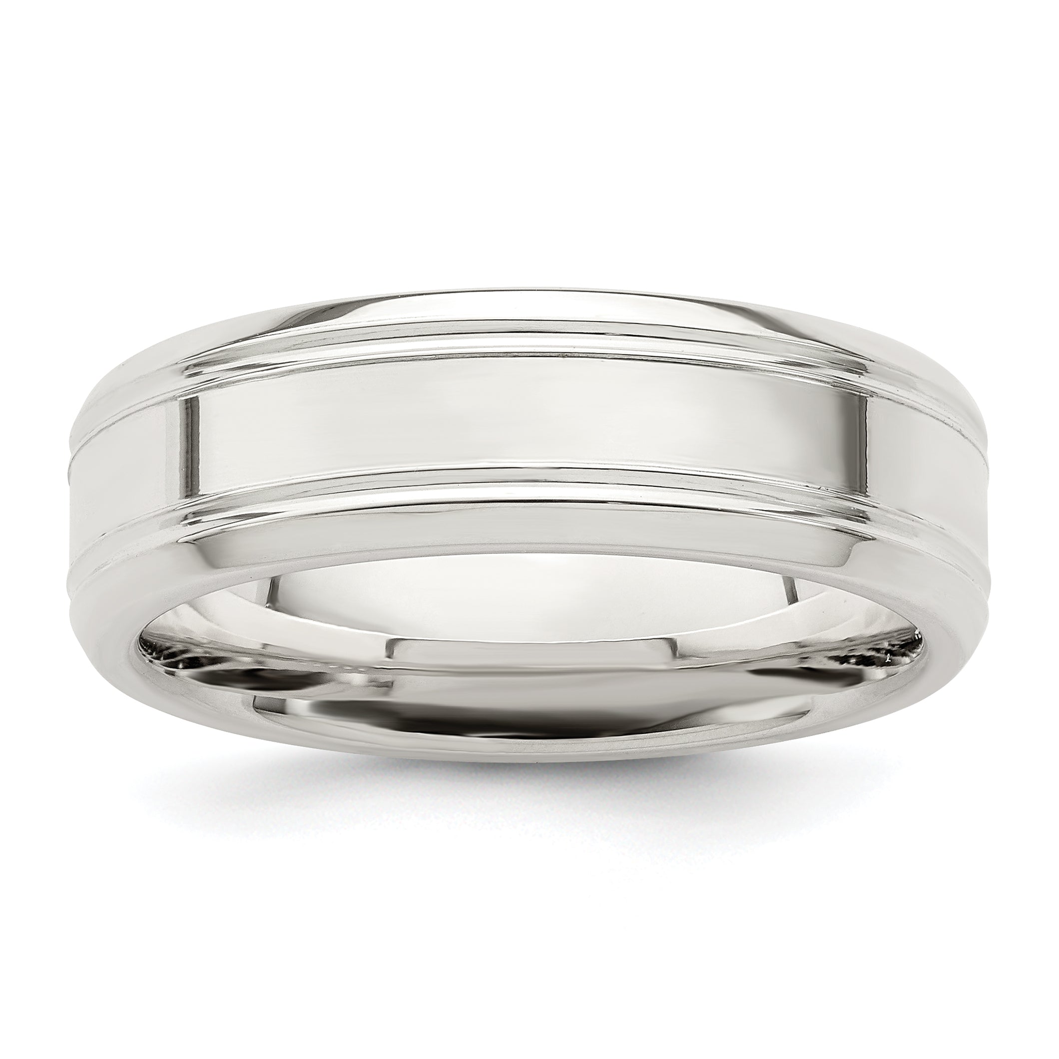 Sterling Silver 6mm Polished Flat Grooved Beveled Edge Fancy Band Main image