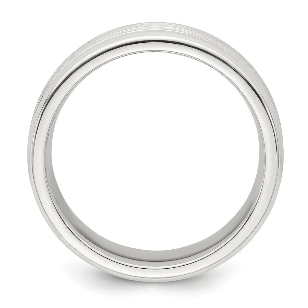 Sterling Silver 6mm Brushed Flat Grooved Beveled Edge Fancy Band Size 13.5