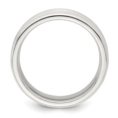 Sterling Silver 6mm Brushed Flat Grooved Beveled Edge Fancy Band Size 13.5