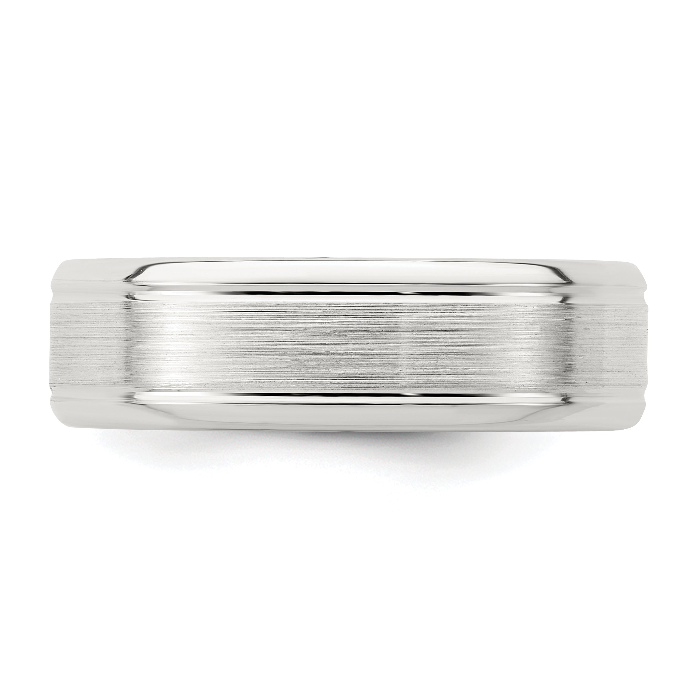 Sterling Silver 6mm Brushed Flat Grooved Beveled Edge Fancy Band Size 13.5