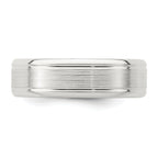 Sterling Silver 6mm Brushed Flat Grooved Beveled Edge Fancy Band Size 13.5