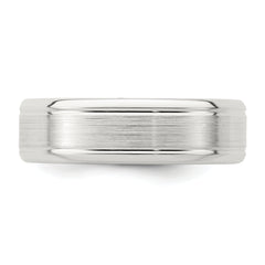 Sterling Silver 6mm Brushed Flat Grooved Beveled Edge Fancy Band Size 13.5