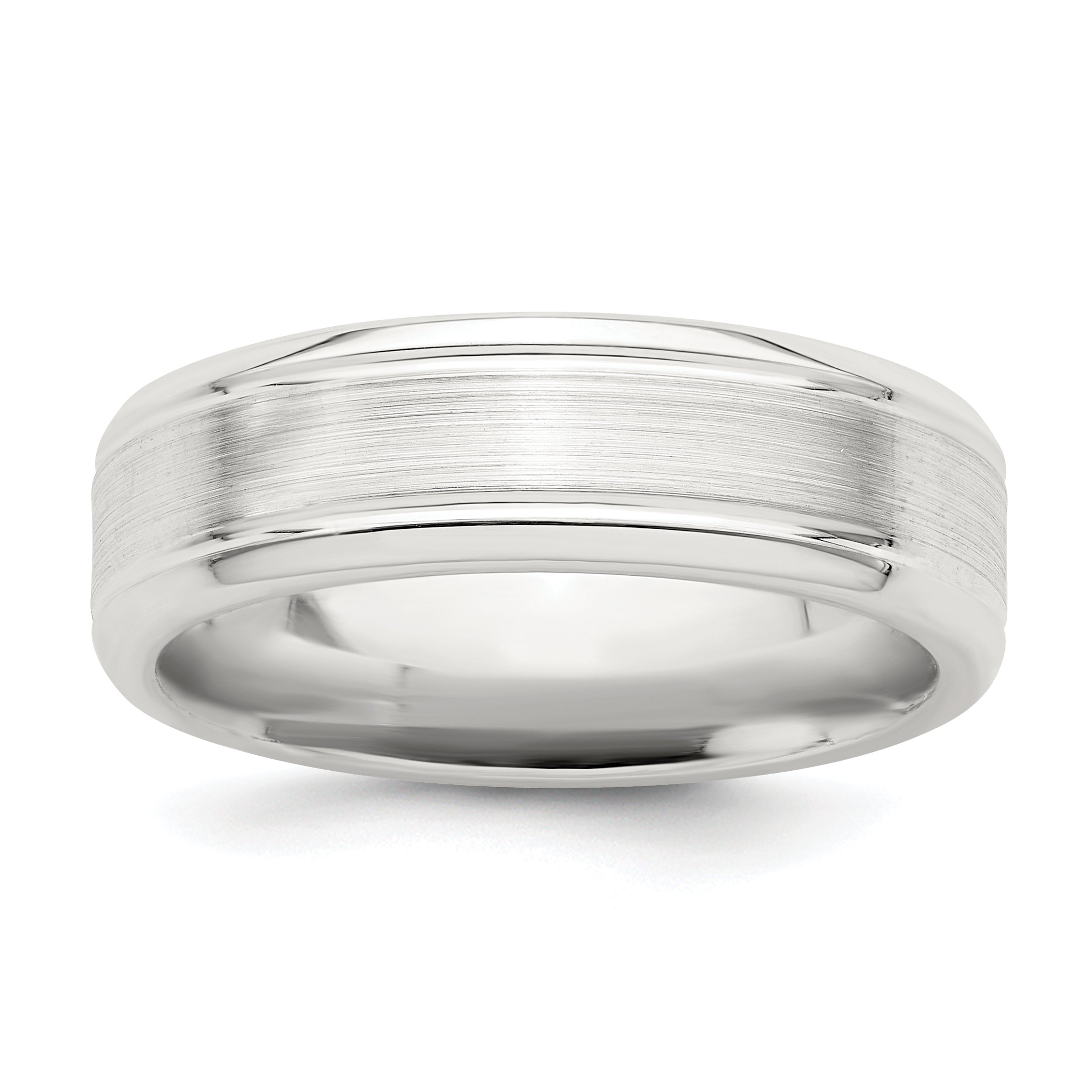 Sterling Silver 6mm Brushed Flat Grooved Beveled Edge Fancy Band Size 13.5