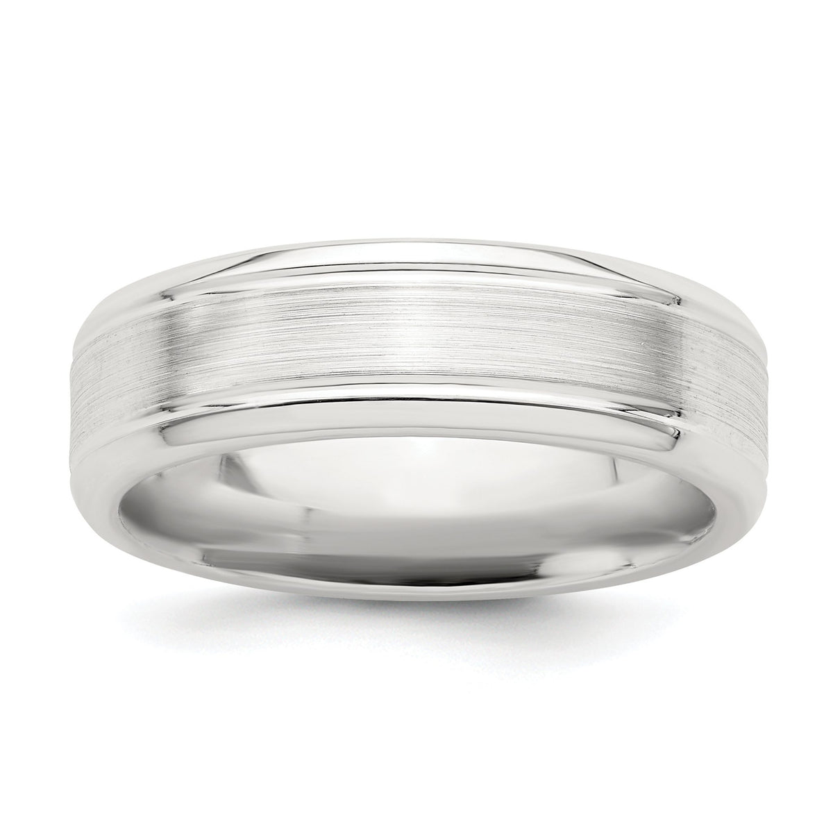 Sterling Silver 6mm Brushed Flat Grooved Beveled Edge Fancy Band, Size 7–13.5 - Sophia Jewelers Main image