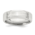 Sterling Silver 6mm Brushed Flat Grooved Beveled Edge Fancy Band Size 13.5