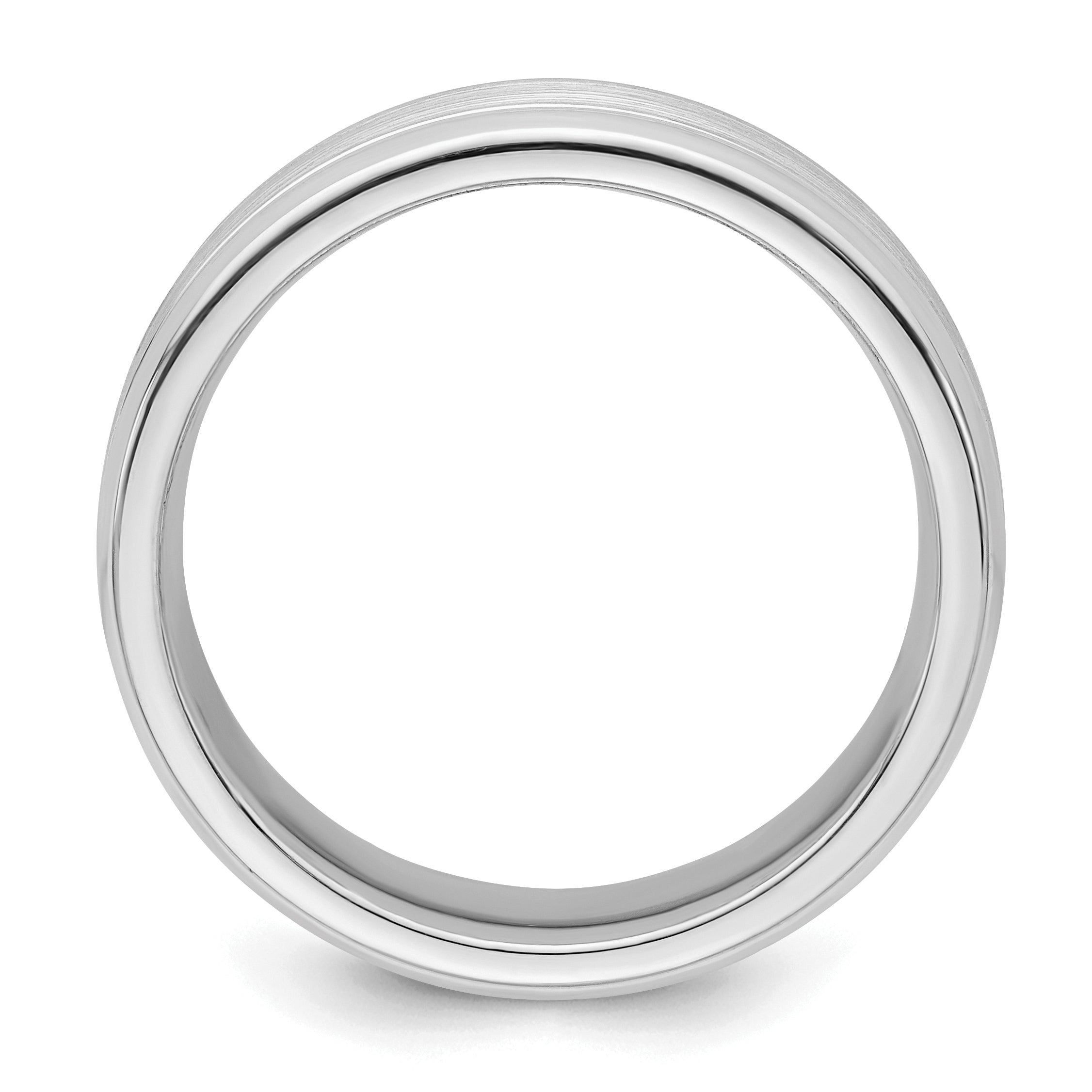 Sterling Silver Rhodium-Plated Brushed Beveled Flat Wedding Band 6mm Secondary image