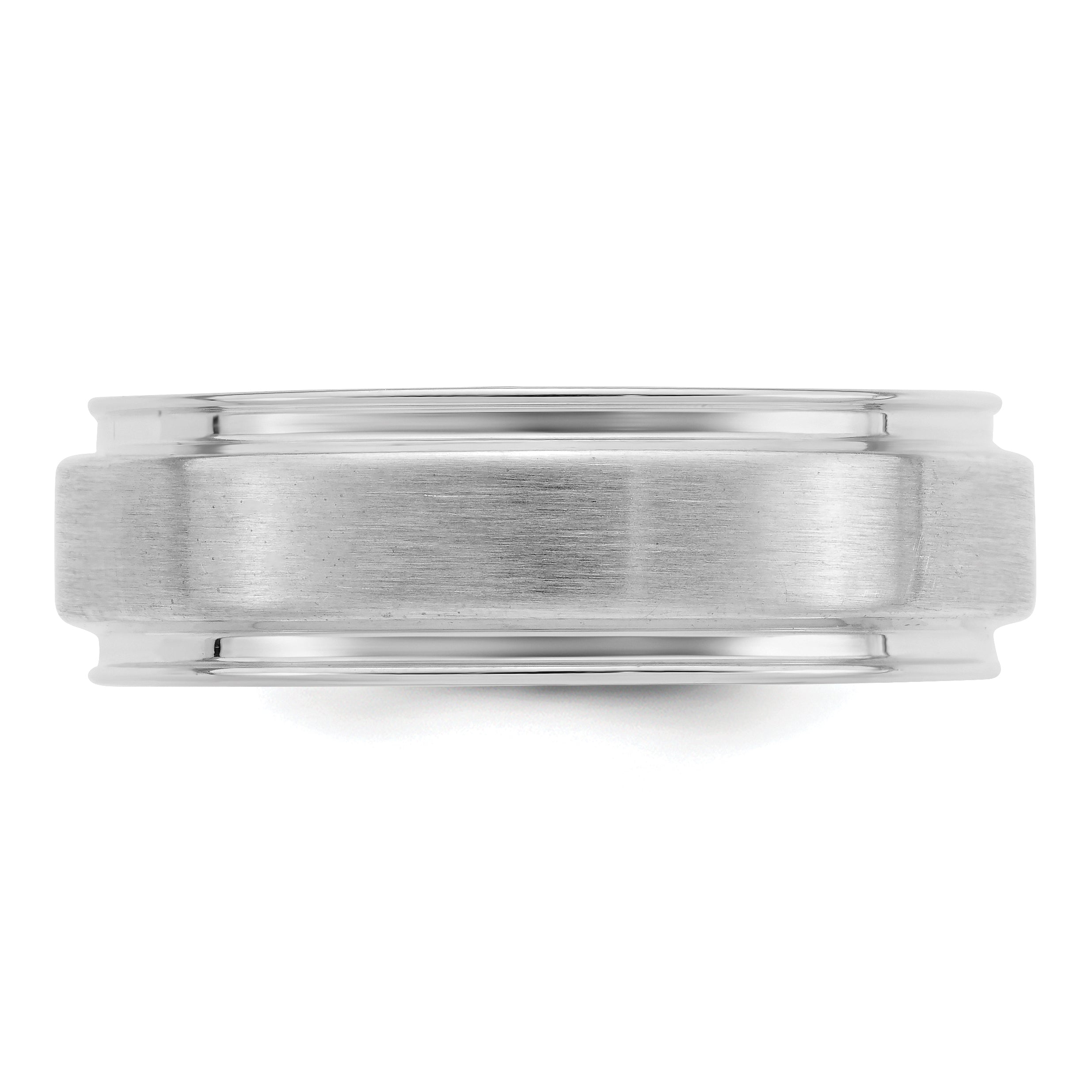 Sterling Silver Rhodium-plated 6mm Brushed Grooved Band