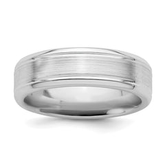 Sterling Silver Rhodium-plated 6mm Brushed Fancy Band Size 13.5