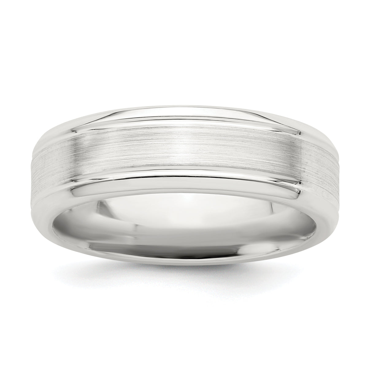 Sterling Silver 6mm Brushed Flat Grooved Beveled Edge Fancy Band Size 13.5