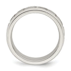 Sterling Silver 6mm Polished Flat Greek Key Design Beveled Edge Fancy Band