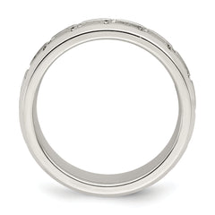 Sterling Silver 6mm Polished Flat Greek Key Design Beveled Edge Fancy Band Size 13.5