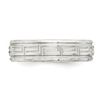 Sterling Silver 6mm Polished Flat Greek Key Design Beveled Edge Fancy Band