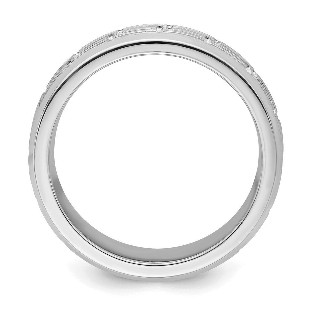 Sterling Silver Rhodium-plated 6mm Brushed Fancy Band Size 13.5