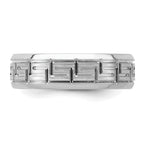 Sterling Silver Rhodium-plated 6mm Brushed Fancy Band Size 13.5