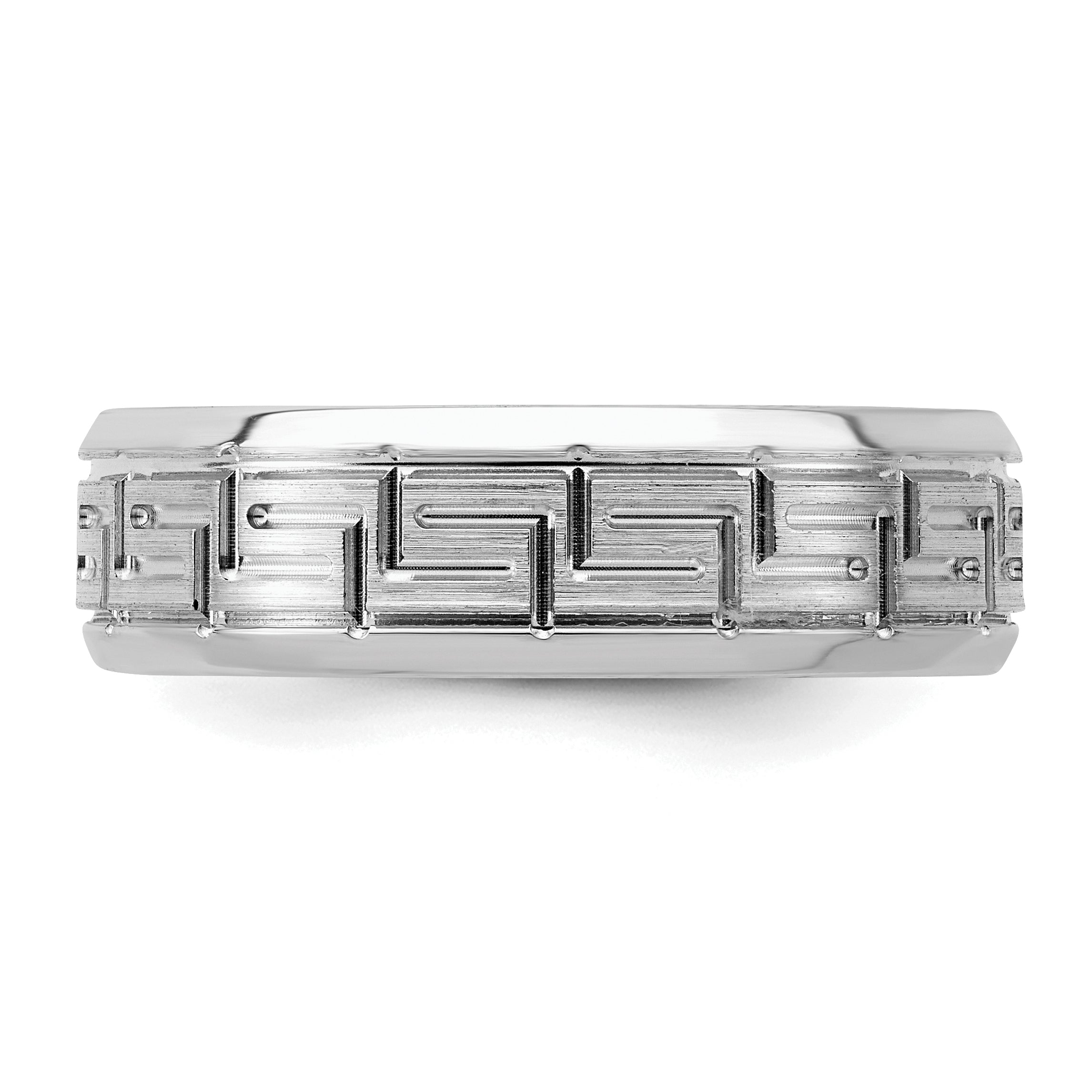 Sterling Silver Rhodium-plated 6mm Brushed Fancy Band Size 13.5