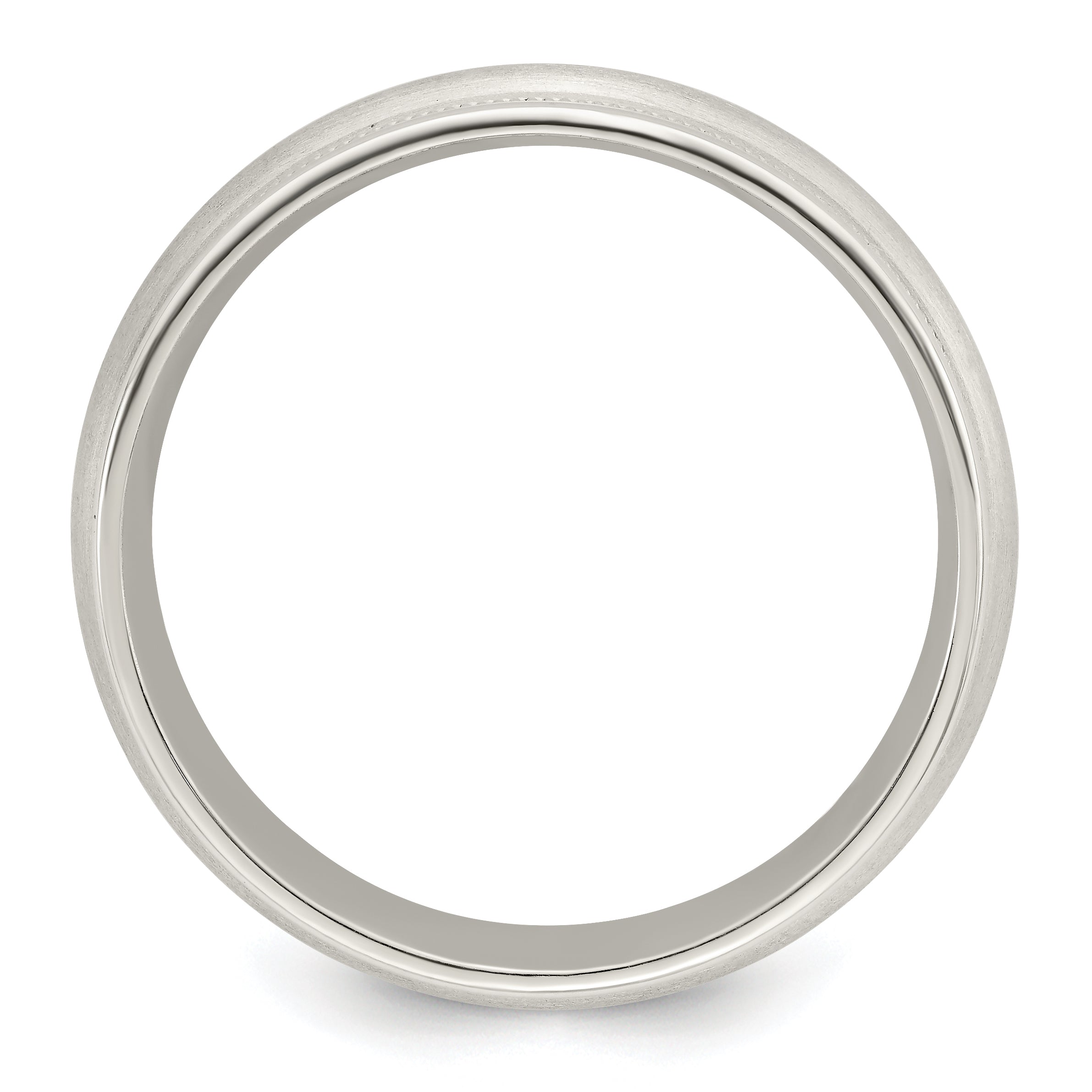 Sterling Silver 7mm Brushed Domed Double Milgrain Fancy Band