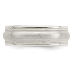 Sterling Silver 7mm Brushed Domed Double Milgrain Fancy Band