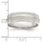 Sterling Silver 7mm Brushed Domed Double Milgrain Fancy Band