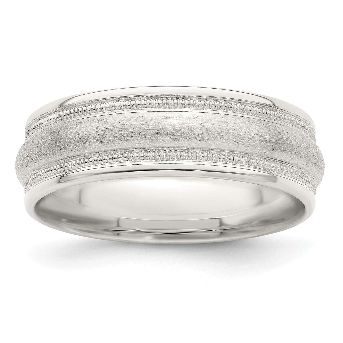 Double Milgrain Fancy Domed Wedding Band in Sterling Silver, 7mm, Size 9–12.5 - Sophia Jewelers Main image